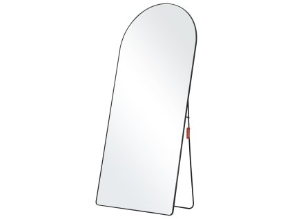 Celotelové oblúkové zrkadlo 71"×32" hliníkový rám čierne, so stojanom