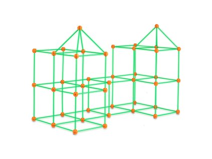 Detská stavebnica 140 dielov svietiaca v tme, 96 tyčí 44 gúľ