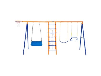 Detské ihrisko 6 v 1, 2 hojdačky, trapez, rebrík, sieť, 440lbs, 3+