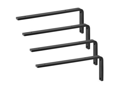 Držiaky na police tvar l, 4 ks, 16×6 in, 10 mm oceľ, nosnosť 160 lbs