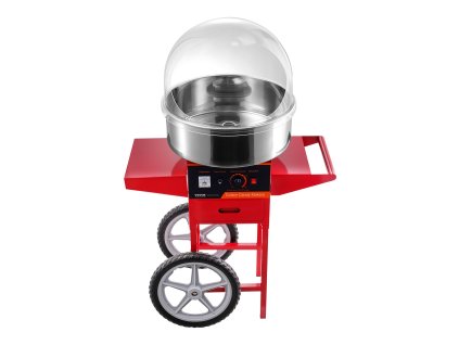 Elektrický stroj na cukrovú vatu 1000W s vozíkom, nerezová miska, kryt