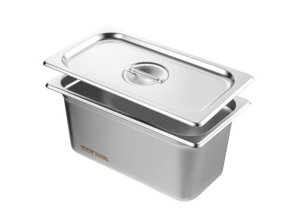 Gastronádoba 1/3 veľkosť, 0.8mm nerez, 6" hlboká, s vekom, 8 ks