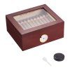 Humidor na cigary so skleneným vekom, 30–50 cigár, zvlhčovač, vlhkomer