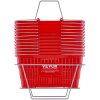 Nákupný košík sada 12 ks, 21 l plast s kovovým držadlom, červený
