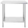 Nerezový prípravný stôl 24×36×34 inch, 3 nastaviteľné úrovne výšky