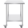 Pracovný stôl nerez 30×36×38 inch, 4 kolieska, 3 polohy výšky