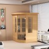 Infračervená drevená sauna pre 2 osoby, 1850W, kalené dvere, Bluetooth