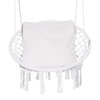 Závesné macramé hojdacie kreslo 330 lbs s vankúšom a montážou, biele