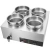 Elektrický bain-marie na polievy 4×7.4QT nerez, 1500W, 86~185°F