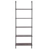Rebríková polica na stenu 5 políc 24×11.8in kovový rám čierna
