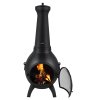 Chiminea 22 inch guľatá záhradná pec na drevo s grilom a komínom