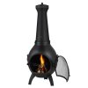 Chiminea 22 inch guľatá záhradná pec na drevo s grilom a komínom