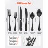Jedálenská 48-dielna nerezová súprava príborov, čierna, pre 8 osôb