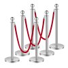Sada stĺpikov 6 ks, 3 červené zamatové laná, 5 ft, nerez, s pieskom