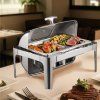 Servírovací chafer 9 Qt nerez, 2 polovičné panvy, sklápací stojan