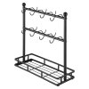 Stojan na hrnčeky na pult, 16 háčikov, 2 poschodia, oceľ, matne čierny