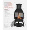 Záhradná chiminea 22 Inch, železná guľa s grilovou sieťou a krytom