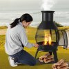 Záhradná chiminea 22 Inch, železná guľa s grilovou sieťou a krytom