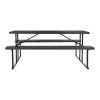 Skladací piknikový stôl 6 FT so lavicami, oceľ, otvor na dáždnik