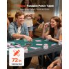 Skladací pokerový stôl pre 7 hráčov 1828.8 mm filc, opierky, držiaky