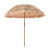 Tiki slnečník 6.5 ft s pp slamou, náklon, 8 kovových rebier pre pláž