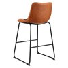 Barové stoličky sada 4, 65 cm, pu koža, opierka, kovové nohy, hnedé