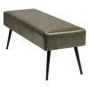 Čalúnená lavica do predsiene z pu kože, kovové nohy, prešívaná, zelená