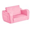 Detská rozkladacia sedačka 2v1 s opierkami, 28D pena, M, ružová