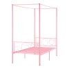 Kovová twin posteľ s 4 stĺpmi, úložný priestor, lamely, ružová