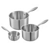 Sada nerezových kastrólov 1 QT, 2 QT, 3 QT s pokrievkami, nepriľnavé