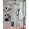 Sprchový set stropný 305 mm, nástenná 152 mm, ručná 4v1, čierna