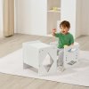 Montessori stôl a stolička z dreva, nastaviteľná výška, 1–5 r, biela