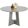 Okrúhly jedálenský stôl 47 inch, masívne drevo, pre 4–6 osôb, sivý