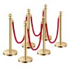 Stĺpiky 6 ks nerez 4 červené zamatové laná s dutými podstavcami