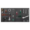 Kovový pegboard panel nástenný 24"×12" 4 ks čierny s príslušenstvom