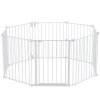 Detská bránka pre deti a zvieratá, 8 panelov, skladacia, 192×28" biela