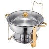 Ohrevný bufetový set 4 ks, 5 Qt, nerez, 4 panvy, sklenené veko, zlatá