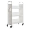 Knižný vozík s l-poličkami, nosnosť 150 kg, 77×38×122 cm, biely