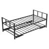 Jednolôžková posteľ s prístelkou, kovový rám, kovové lamely, čierna
