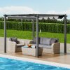 Pergola s vysúvacou strechou 10'×10' hliníková sivá so slnečnou clonou