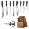 Súprava kuchynských nožov 15 ks, vysokouhlíkový nerez, brúska a blok