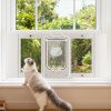 Mačacie dvierka do okna, nastaviteľné 787–914 mm, 4 zámky, hliník/sklo