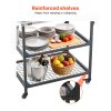 Grilovací vozík s nerezovým stolom 800×610 mm, 4 kolieska, 2 police