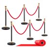 Súprava 6 stĺpikov s 4 červenými zamatovými lanami, nerezové podstavce