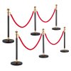 Súprava 6 stĺpikov s 4 červenými zamatovými lanami, nerezové podstavce