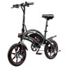 DYU D3F with Pedal Folding Moped Electric Bike 14 Inch Inflatable Rubber Tires 240W Motor 10Ah Battery Max Speed 25km/h Up To 45km Range Dual Disc Brakes Adjustable Height - Black