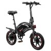 DYU D3F with Pedal Folding Moped Electric Bike 14 Inch Inflatable Rubber Tires 240W Motor 10Ah Battery Max Speed 25km/h Up To 45km Range Dual Disc Brakes Adjustable Height - Black