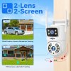 Hiseeu 4K 8MP Outdoor WiFi Camera, Dual Lens, Double Screen, 2-way Audio, Color Night Vision, Auto Tracking, AI Human Detection, IP66 Weatherproof, 2.4GHz WiFi
