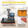 SHUOHAO 8 In 1 Heat Press Machine, 15*15in, For Cap/Bag/Mouse/Pad/Phone Case/Tape/Stickers/Mug/Plate/Puzzle/T-shirts