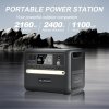 TALLPOWER V2400 Portable Power Station + TALLPOWER TP200 200W Foldable Solar Panel, 2160Wh LiFePo4 Solar Generator, 2400W AC Output, Adjustable Input Power, PD 100W USB-C, UPS Function, LED Light, 13 Outputs - Black